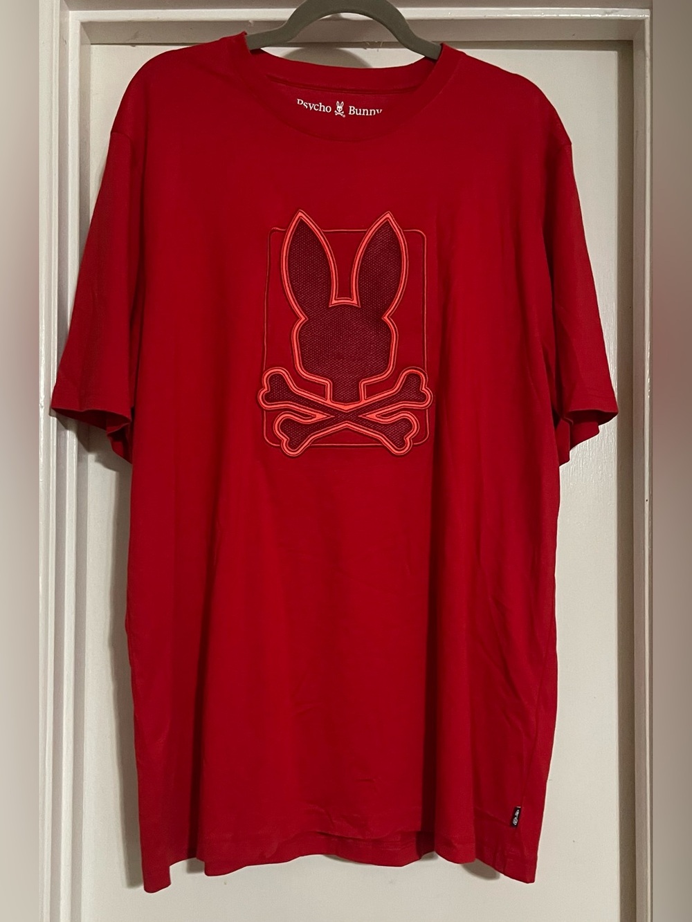 Psycho Bunny Pierce Embroidered Graphic Tee Shirt Red Size 8 XXL 2XL Pima Cotton